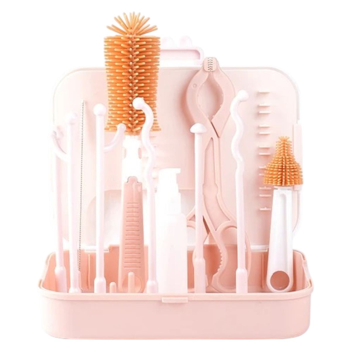 GENERICO - Set Secador Mamadera Con Cepillos limpieza 6 en 1 Rosa