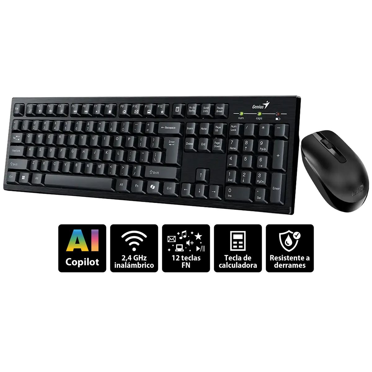 GENIUS - Kit De Teclado Y Mouse Inalambrico Combo Genius KM8101 Negro