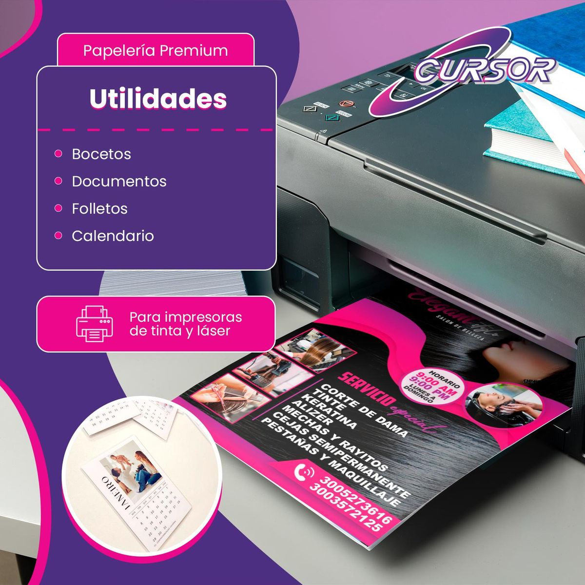 CURSOR - Papel Bond 106 Grs. Tamaño A5 250 Hojas Agendas