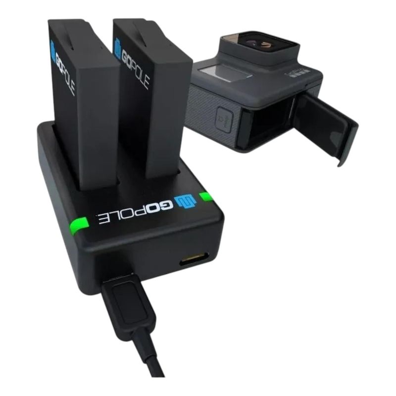 GOPOLE - Kit Doble de Bateria (2 Baterias + Cargador) para GoPro