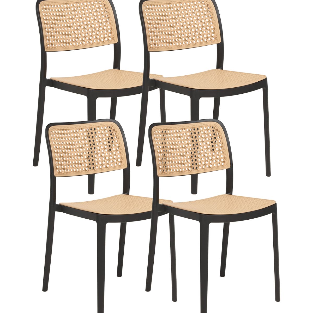 HABITA2 CHILE - Pack 4 Silla terraza urban polipropileno - negro rattan sintetico