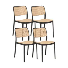 HABITA2 CHILE - Pack 4 Silla terraza urban polipropileno - negro rattan sintetico
