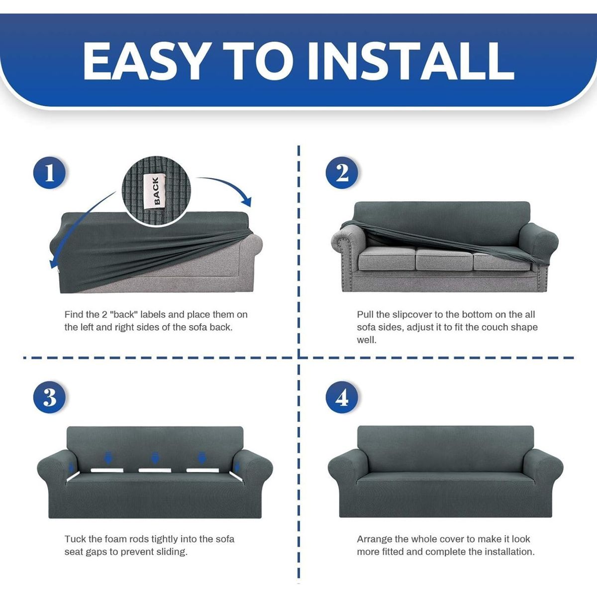 RAGNAR - Funda Protectora Elástica Para Sofá Sillones 2 Piezas Color