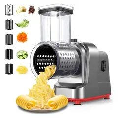 MUNDO MAGIA - Rallador Eléctrico Rebanador Cortador Verduras Queso Frutas