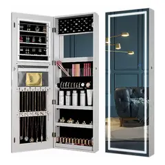 GENERICO - Espejo Joyero De Pared Organizador Blanco Con Luz Led