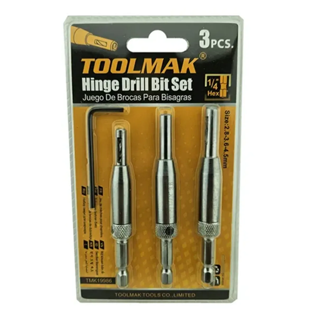 GENERICO - Brocas Autocentrantes Centradoras Bisagras Rieles 3 Pcs Tmk