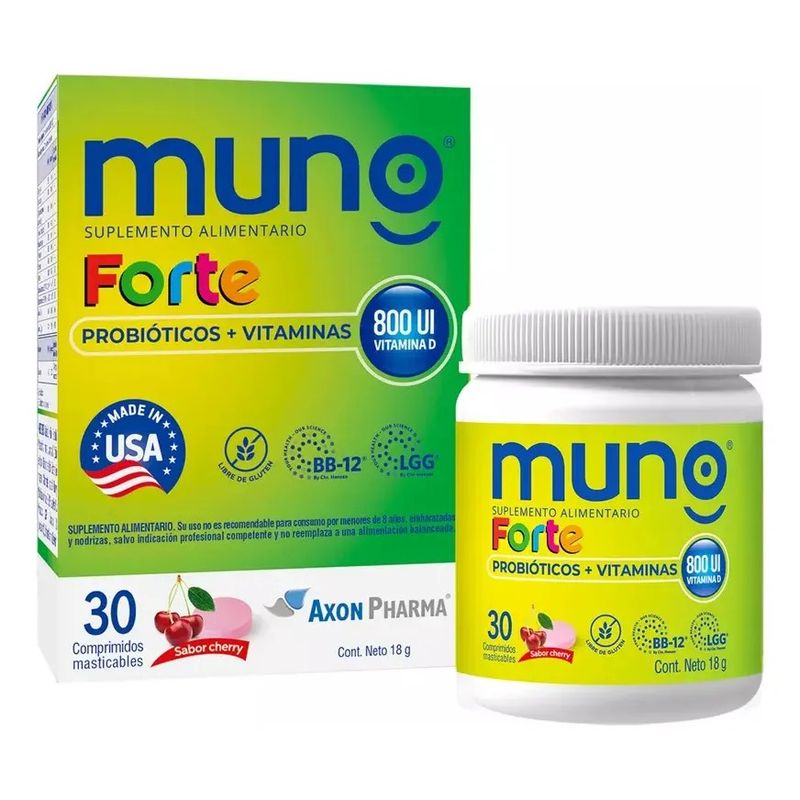 MUNO - Muno forte (probioticos y vitaminas) x 30 comprimidos masticables