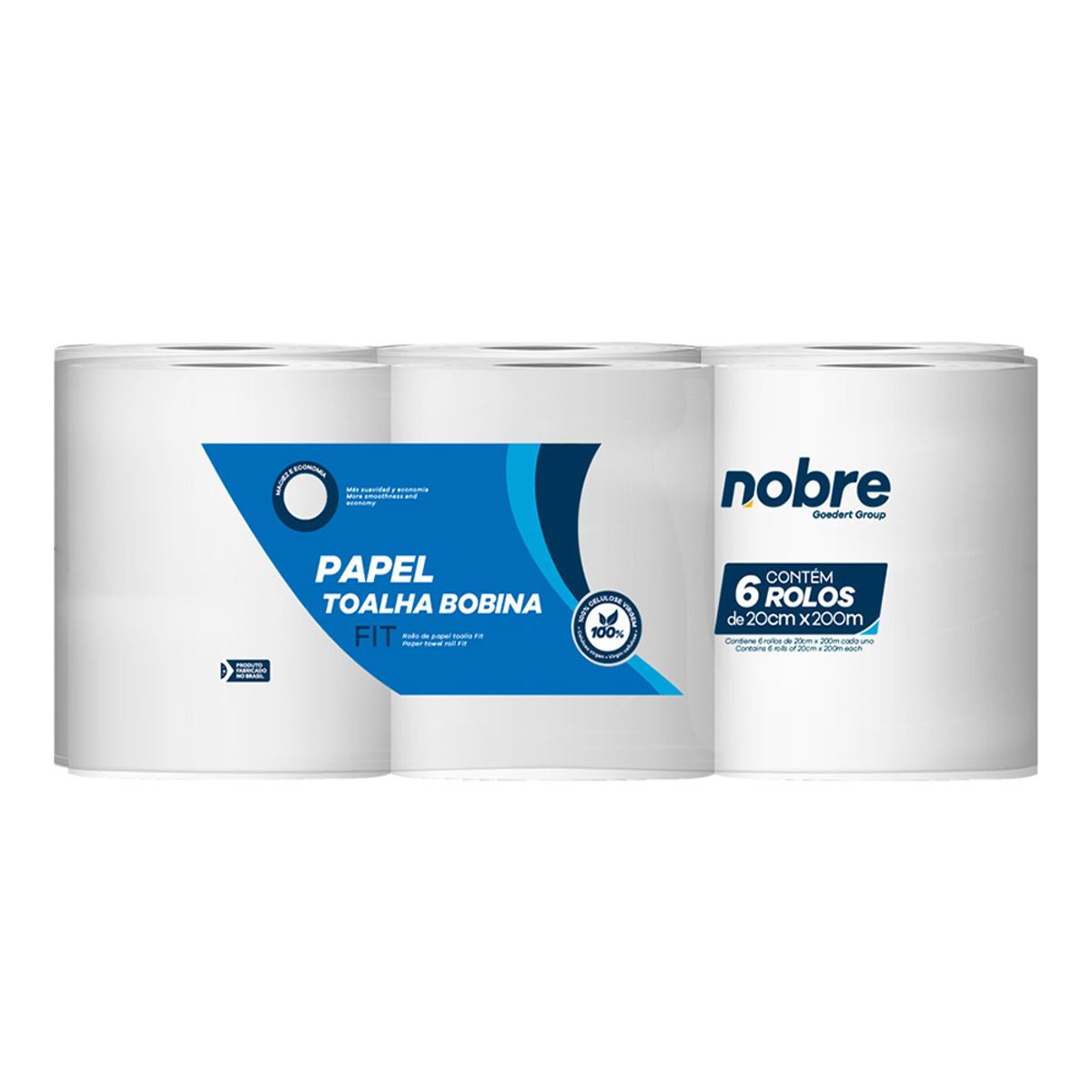 NOBRE - Pack 6 Rollos Toallas de Papel  20cm x 200 mt