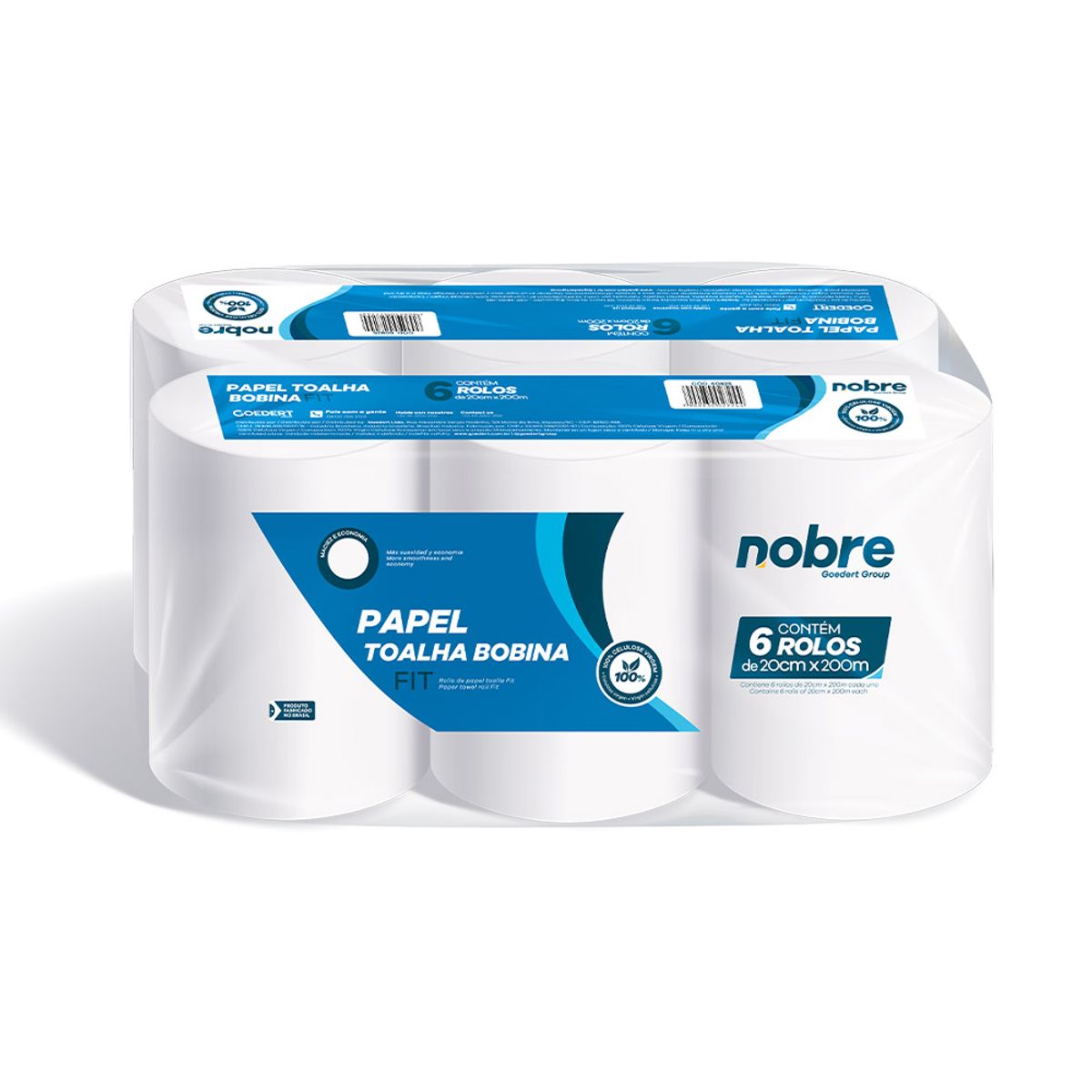 NOBRE - Pack 6 Rollos Toallas de Papel  20cm x 200 mt
