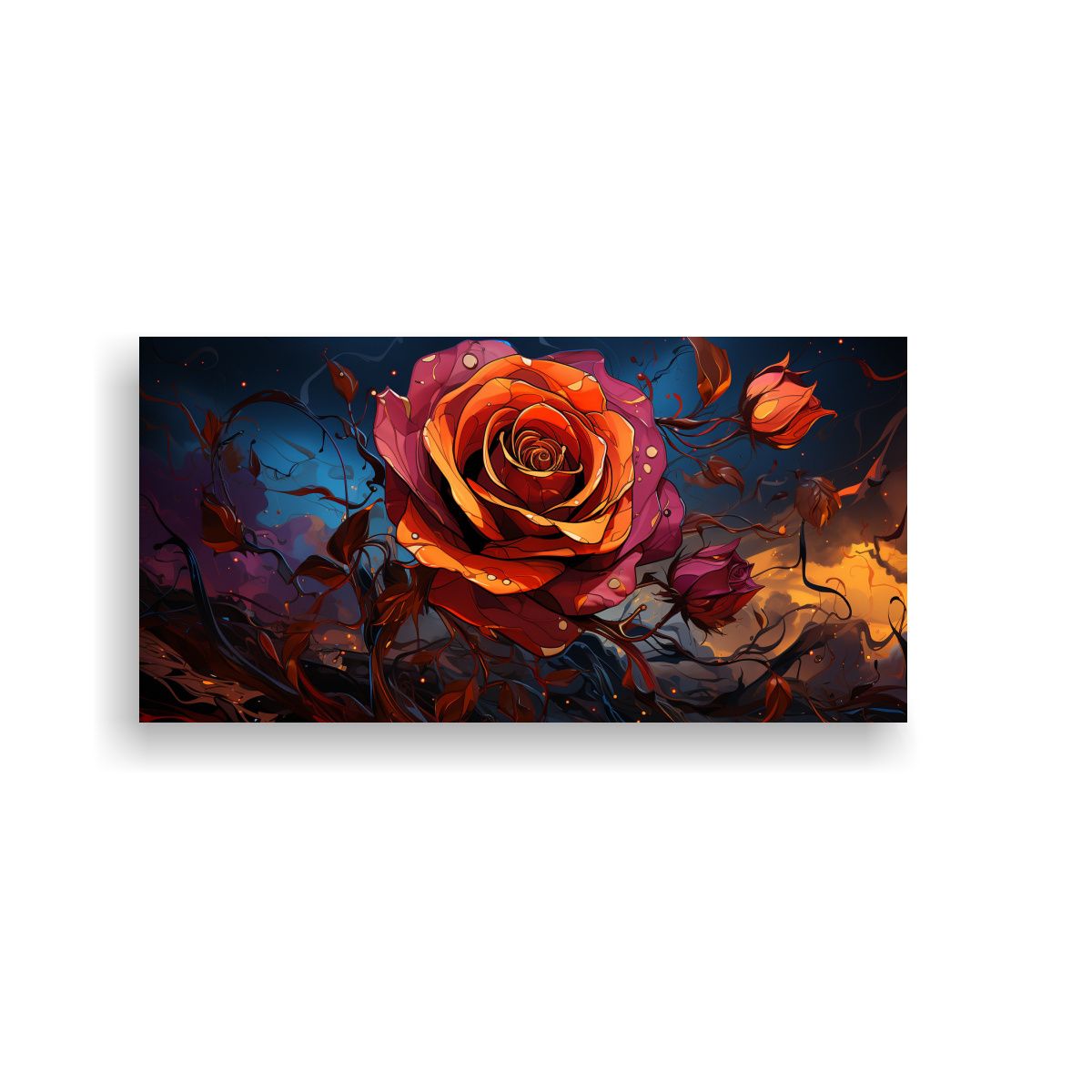 GENERICO - Pintura Abstracta Digital De Rosa Que Irradia 120x60 Cm.