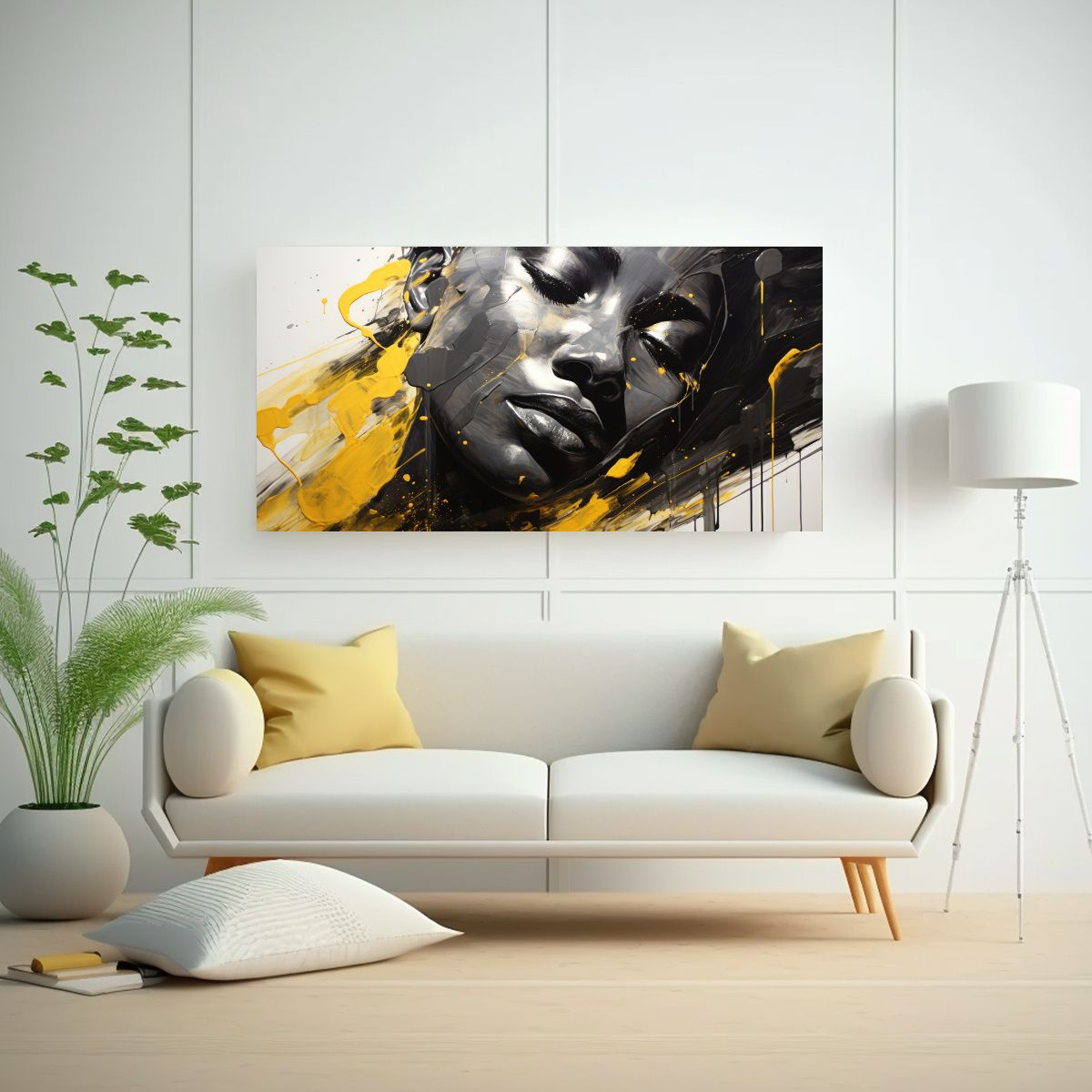 GENERICO - Cuadro Decoración Contornos Faciales Y 140x70 Cm.