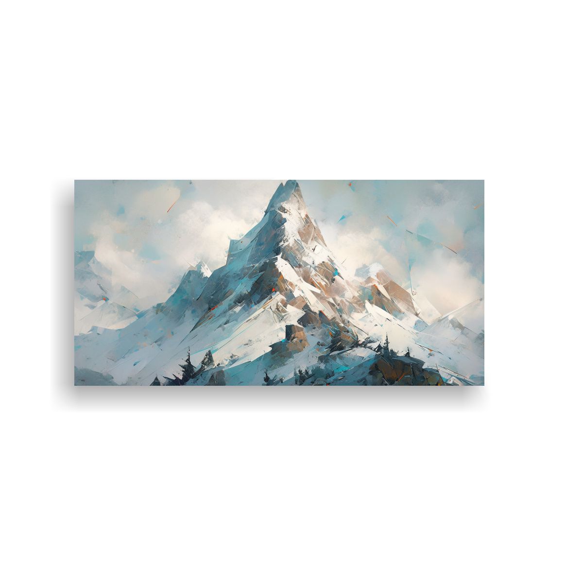 GENERICO - Cuadro Abstracto Tonos Turquesa Montañas Nevadas 140x70 Cm