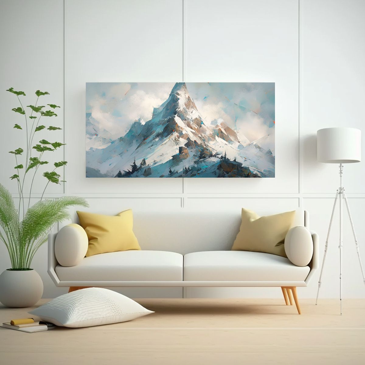 GENERICO - Cuadro Abstracto Tonos Turquesa Montañas Nevadas 140x70 Cm