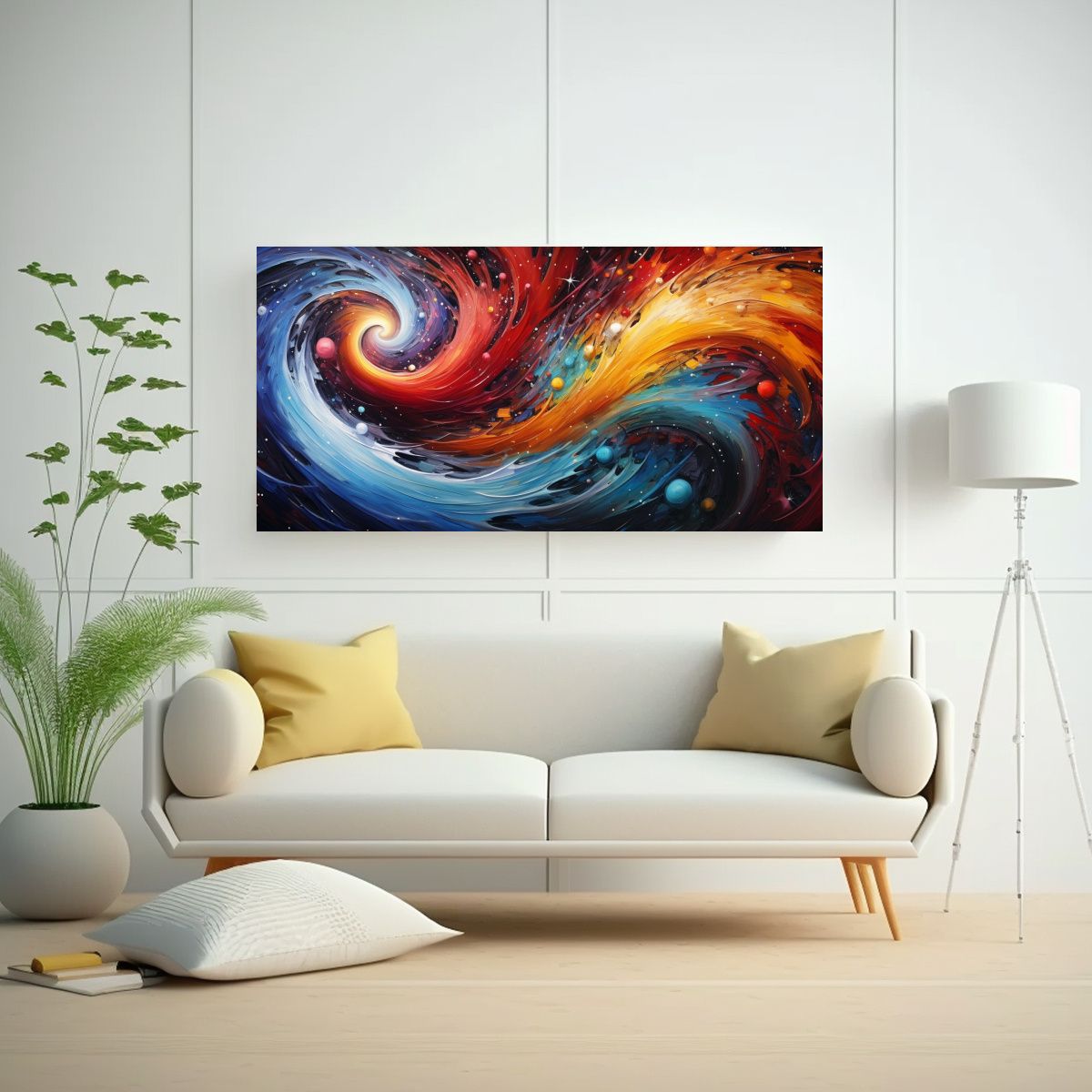 GENERICO - Lienzo De Tela Con Dos Remolinos De Colores 140x70 Cm