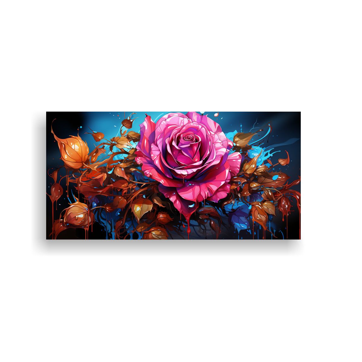 GENERICO - Dibujo Calma Rosa Coloreada Con Goteos Pintados 120x60 Cm