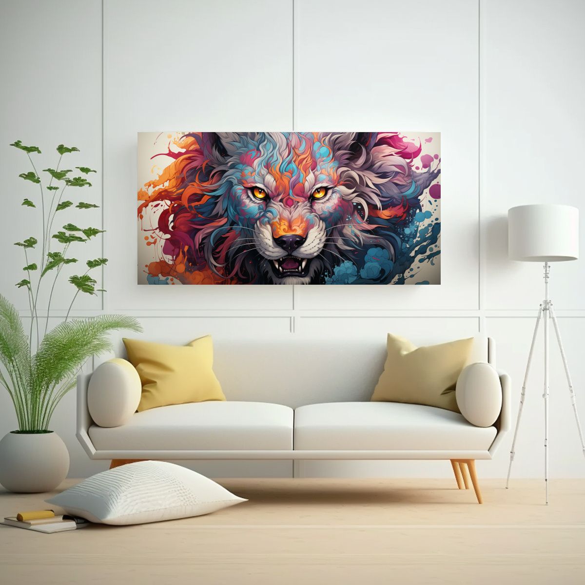 GENERICO - Cuadro Tela En Bastidor Sala Chimera Cromática Y 140x70 Cm