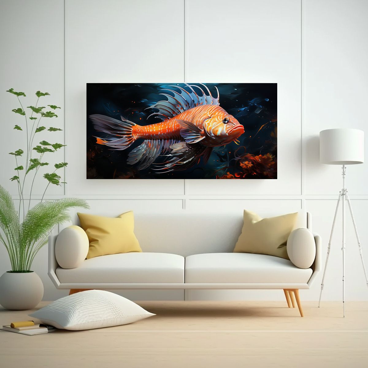 GENERICO - Pintura Al Estilo óleo Colorida Estilo Pez León 140x70 Cm