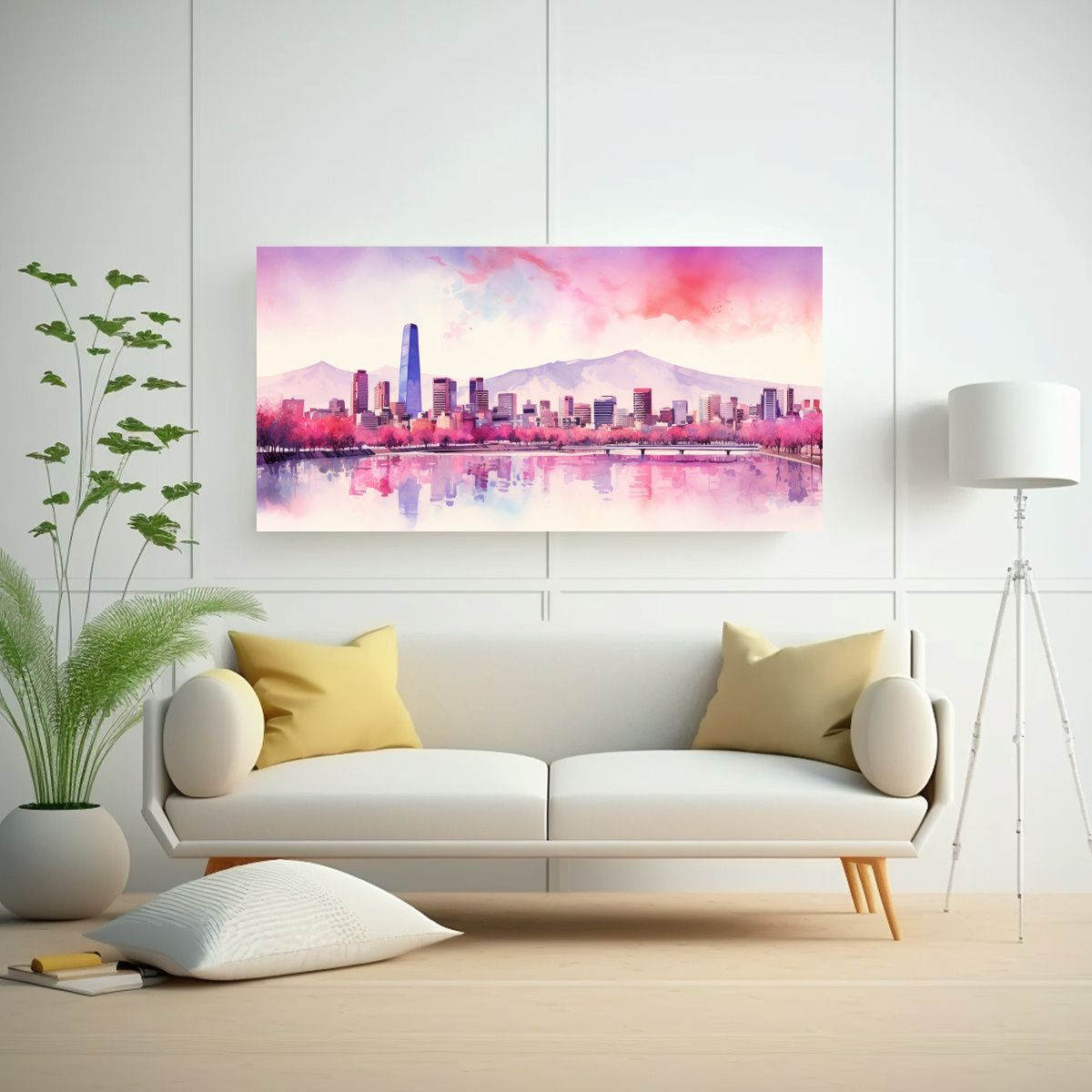 GENERICO - Pintura En Bastidor Santiago De Chile En 140x70 Cm