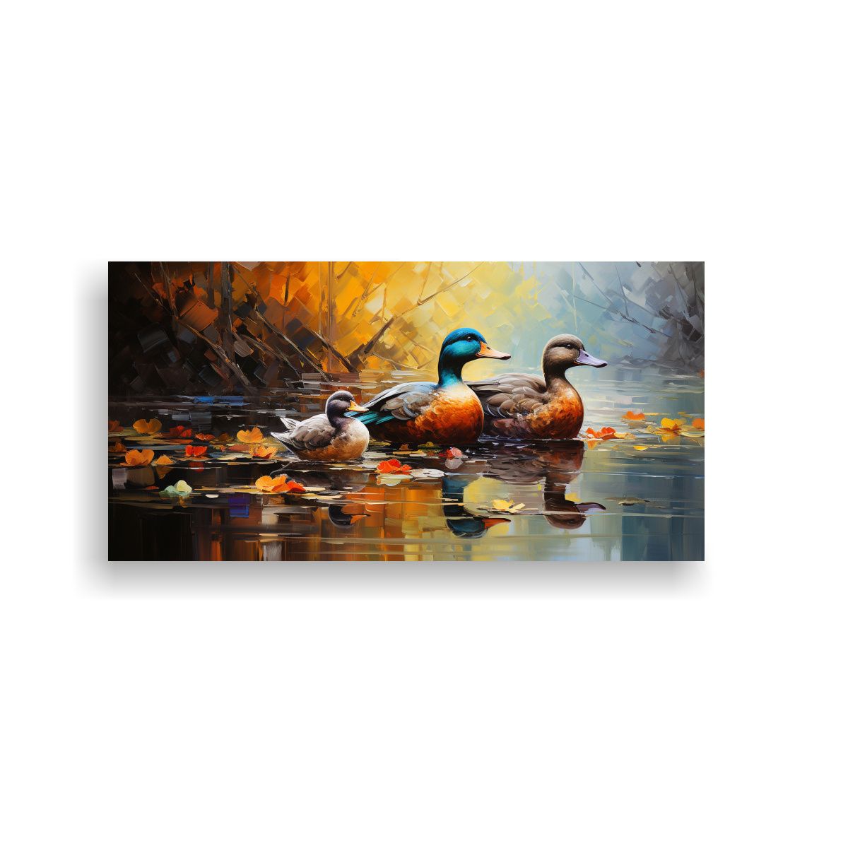 GENERICO - Pintura Al Estilo óleo De Patos En Estilo 120x60 Cm