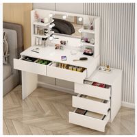 Tocador Con Luz Hollywood Cajonera Extendible Y Organizador