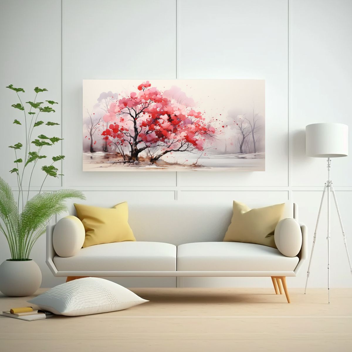 GENERICO - Pintura Acuarela Abstracta árbol Kauri Blanco Y 120x60 Cm