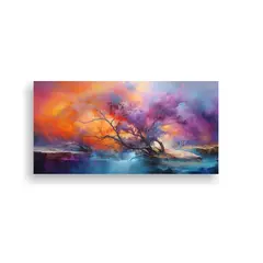 GENERICO - Paisaje Abstracto Con Colores Vibrantes En Cuadro 140x70 Cm