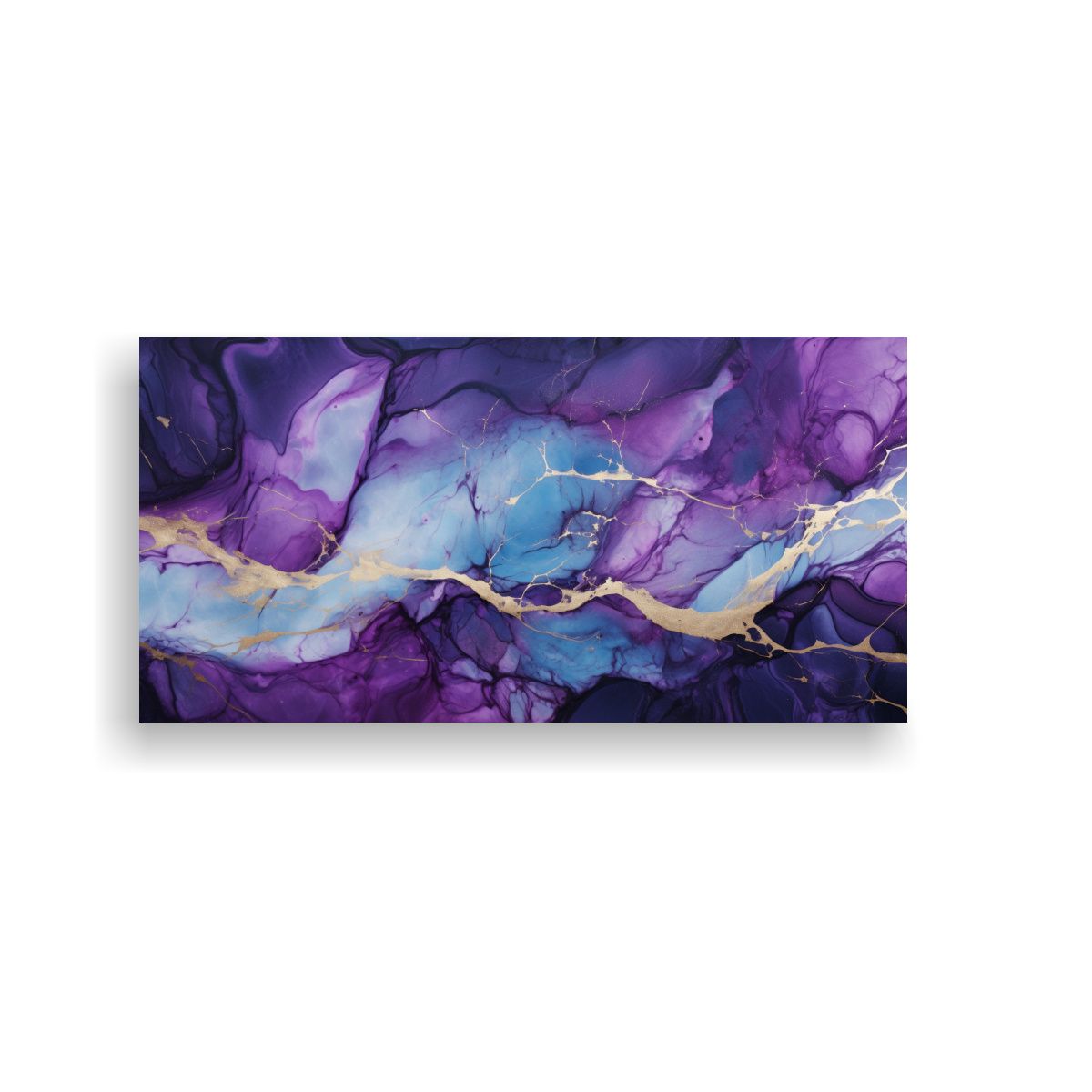GENERICO - Cuadro Conceptual Luminoso Mármol Azul Y Morado 140x70 Cm