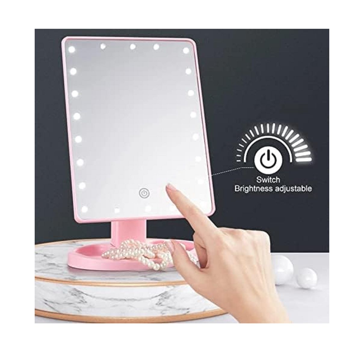 GENERICO - ESPEJO 16 LUZ LED TACTIL MAQUILLAJE USB PORTATIL GIRATORIO