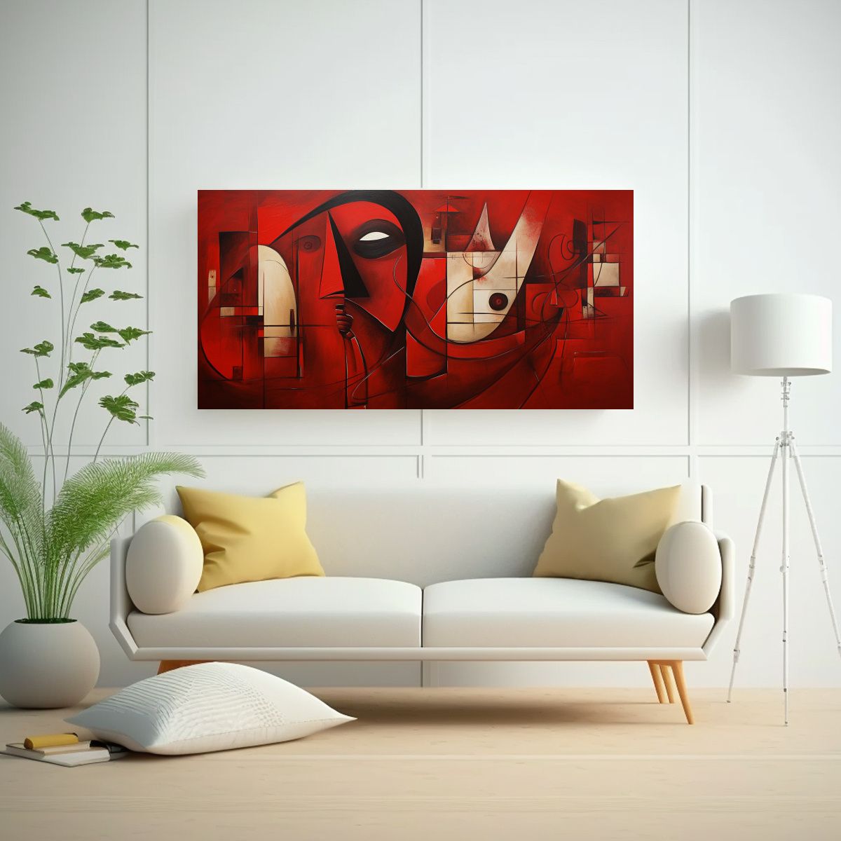 GENERICO - Arte Comedor Cuadros Abstractos Rojos 140x70 Cm