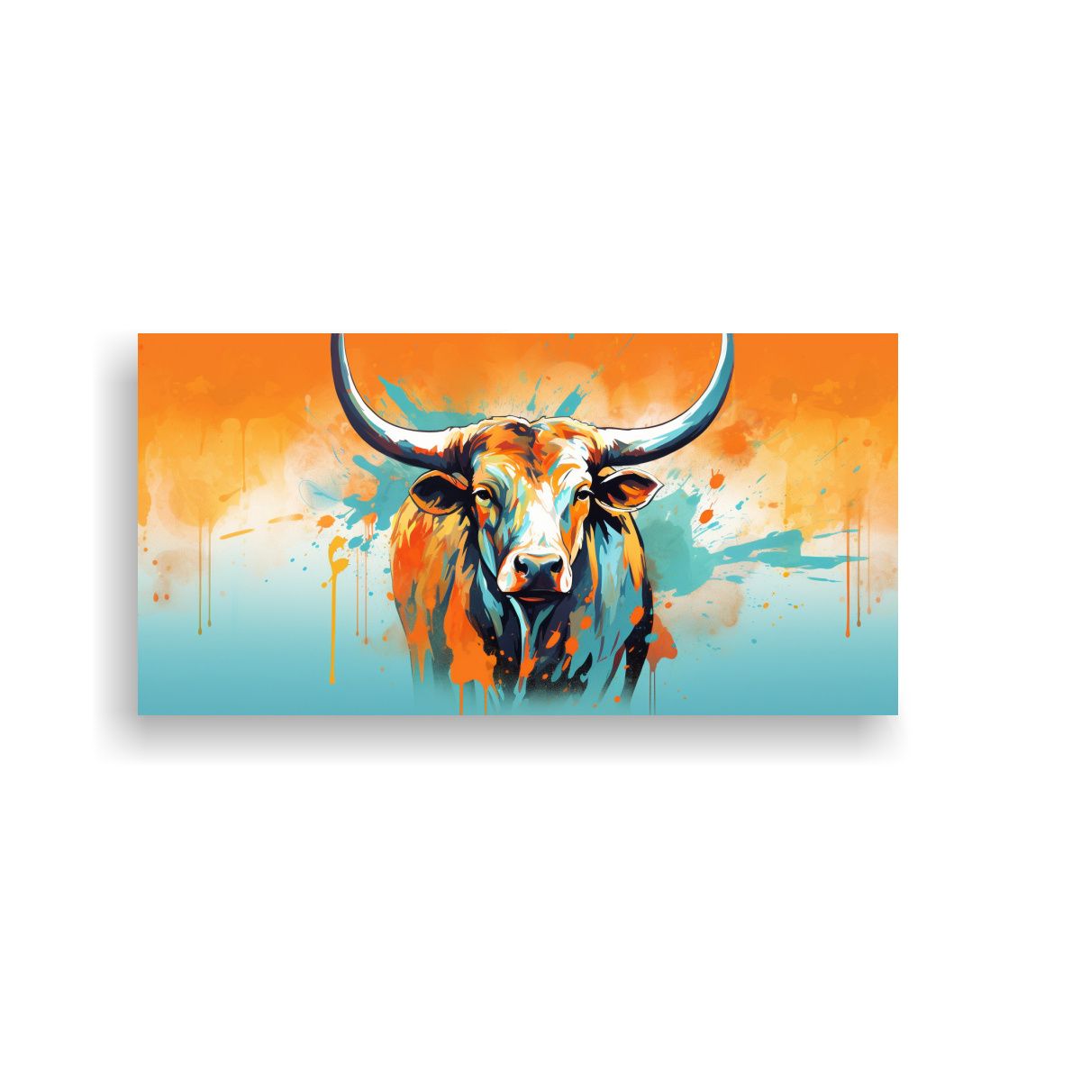 GENERICO - Cuadro Lienzo Belleza Natural Vaca Longhorn En 140x70 Cm