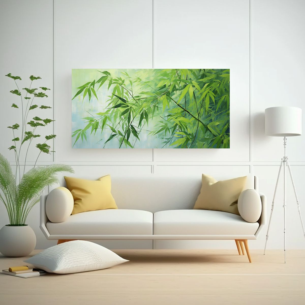 GENERICO - Pintura Abstracta De Hojas De Bambú En Detalle 140x70 Cm