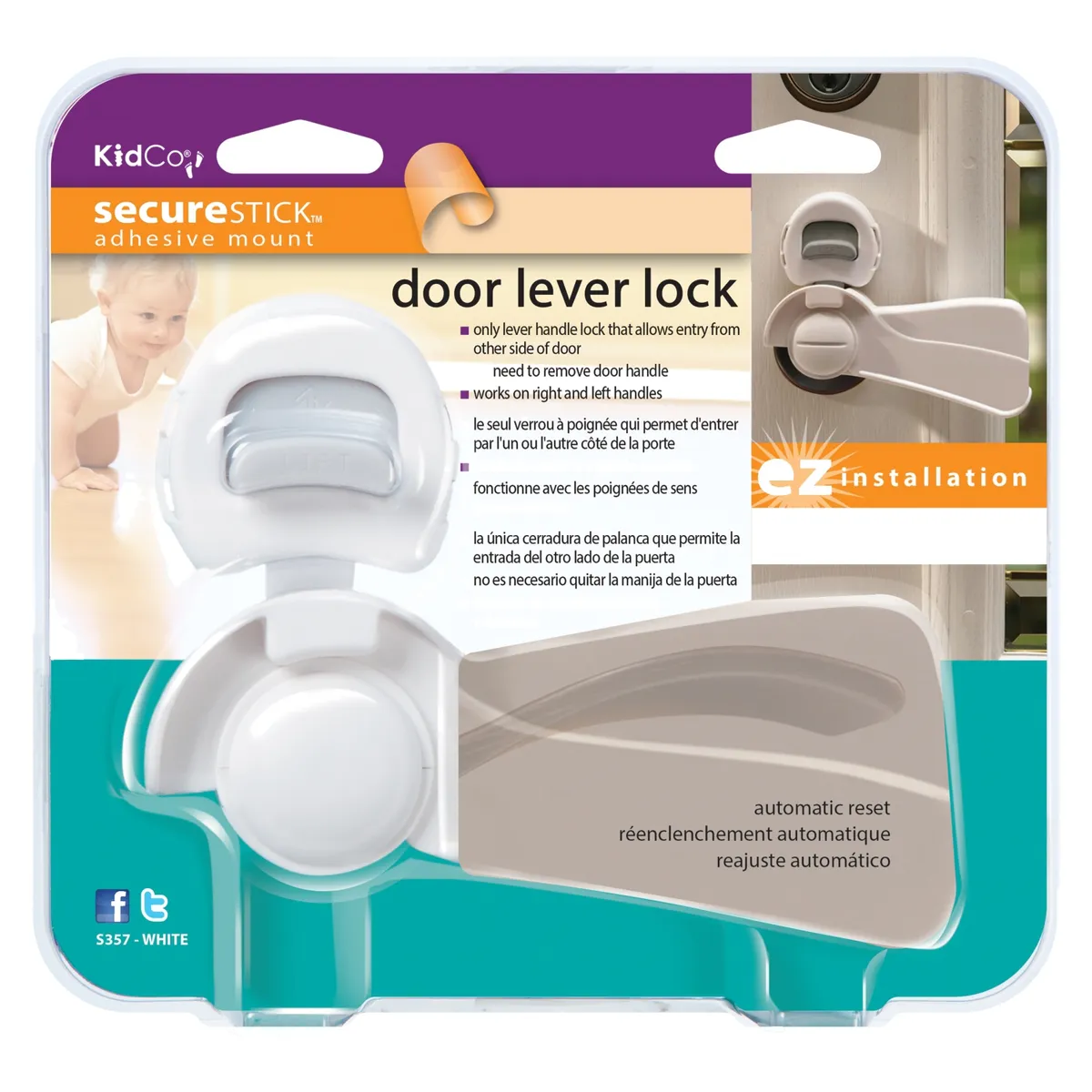 KIDCO - Bloqueador Puerta Manilla Larga Blanco Kidco