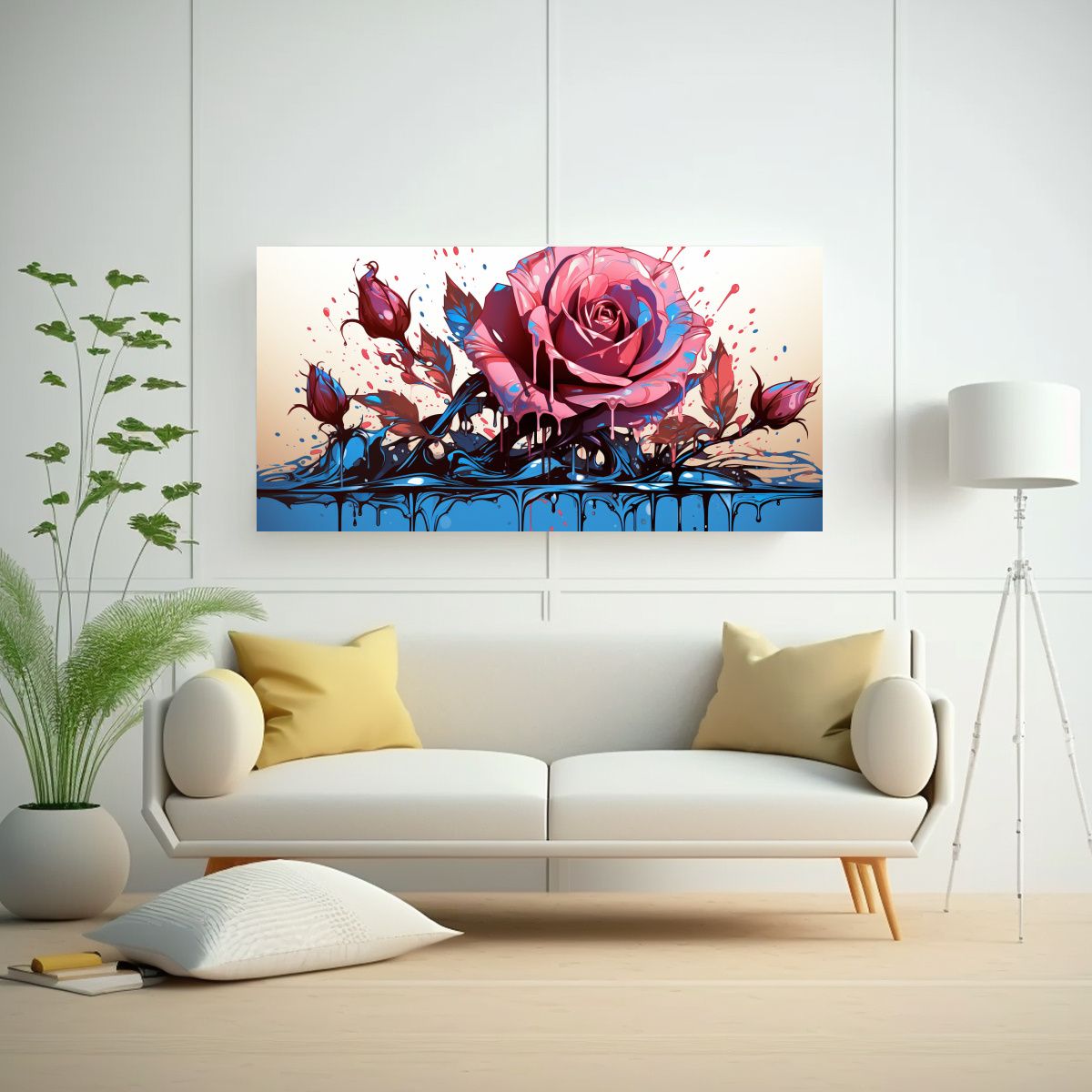 GENERICO - Pintura Decorativa Esquema Lienzo Melting Cyan Y 140x70 Cm