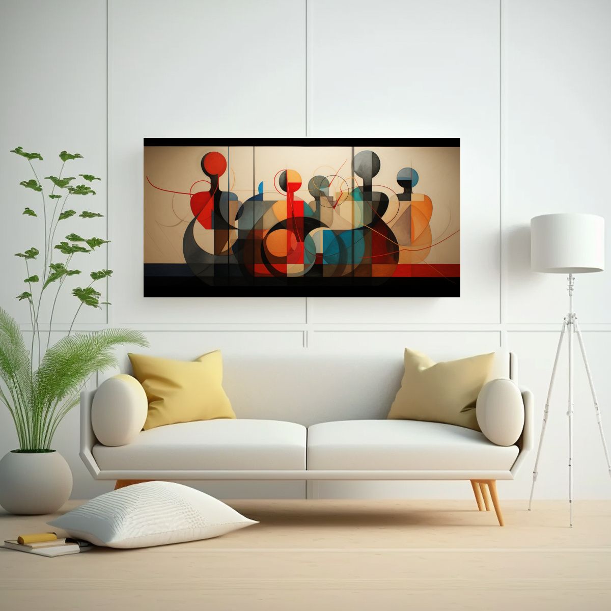 GENERICO - Cuadros Abstractos De Figuras Geométricas Estilo 120x60 Cm