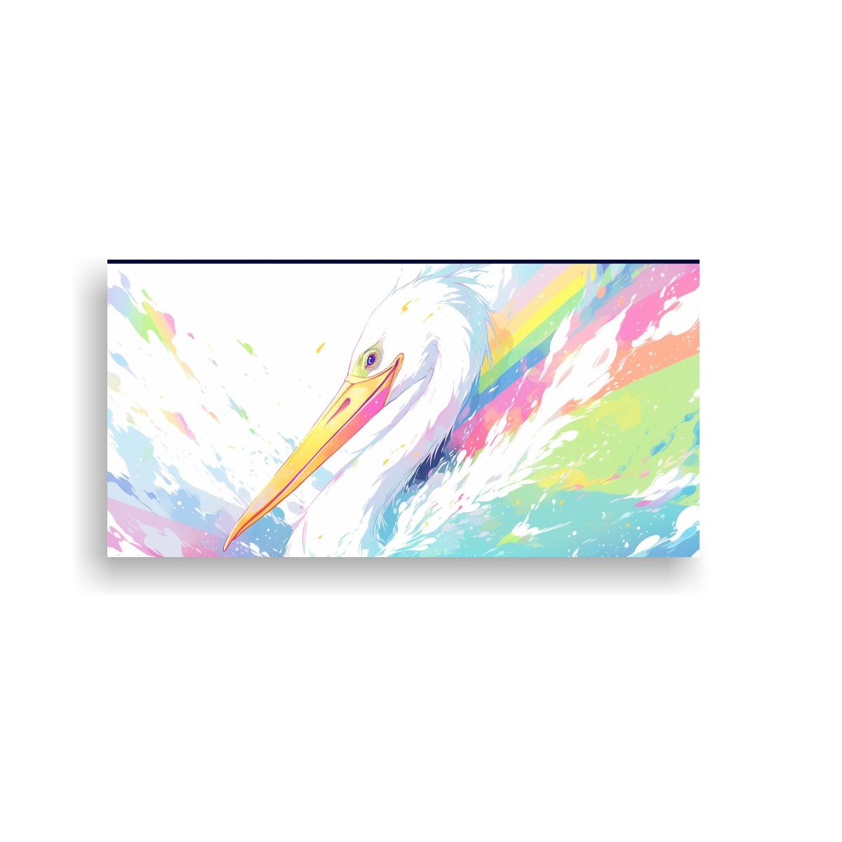 GENERICO - Cuadro Neo Pop Art Pelícano En Colores Arcoíris 140x70 Cm