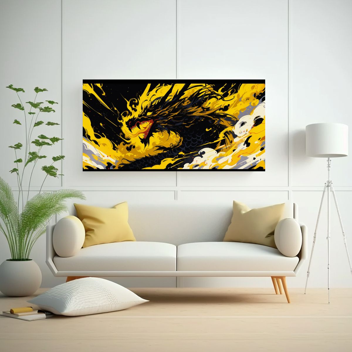 GENERICO - Pintura De Arte De Alta Calidad Con Dragón En 140x70 Cm.