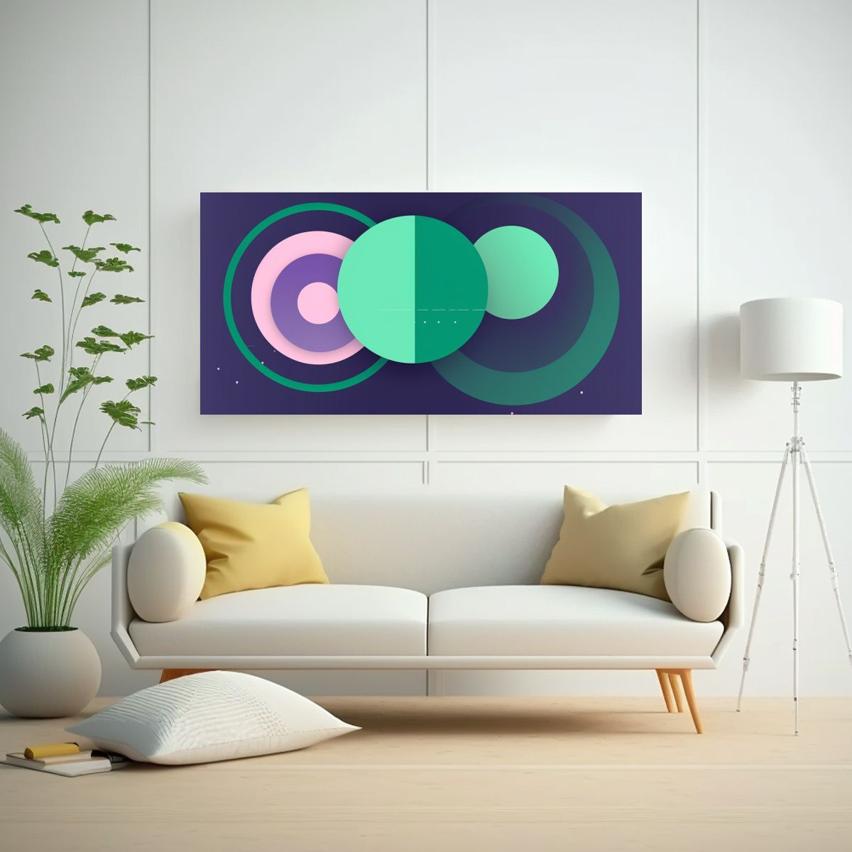 GENERICO - Pintura Decorativa Geométrica Minimalista 120x60 Cm
