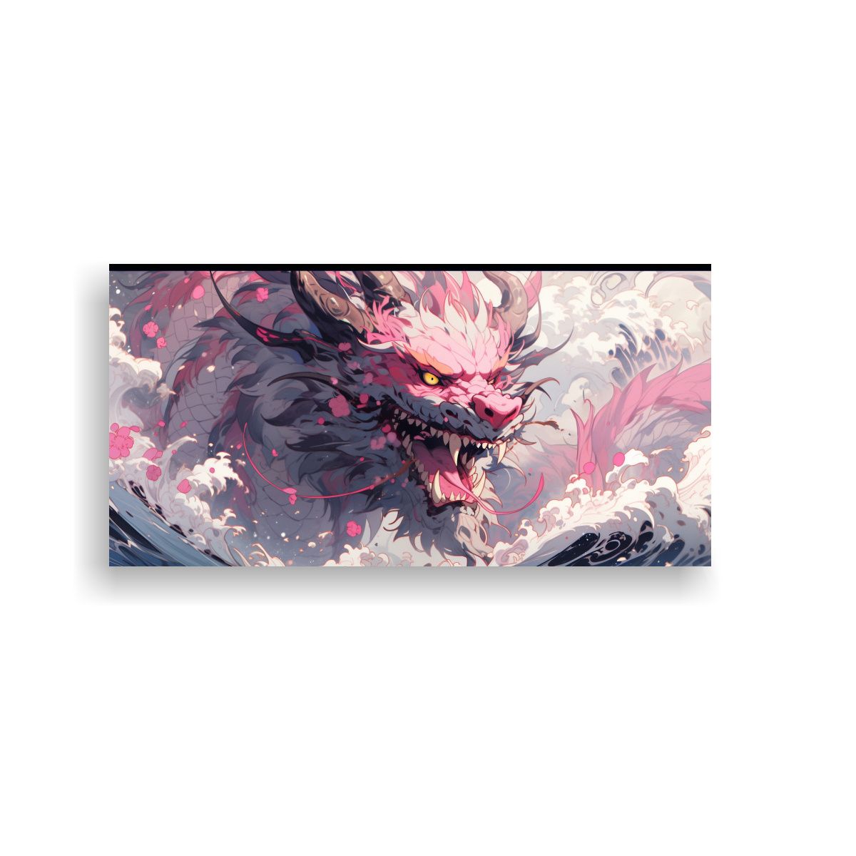 GENERICO - Fotografía Luminosa Dragón Blanco Y Rosa En 140x70 Cm