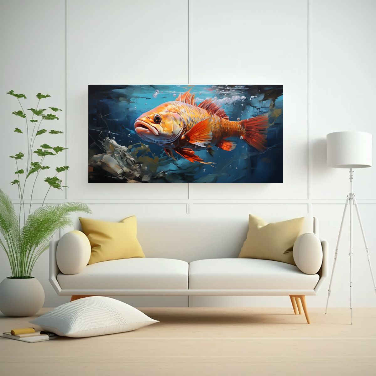 GENERICO - Cuadro Diseño Armonioso Colores Snook Pintura Al 140x70 Cm