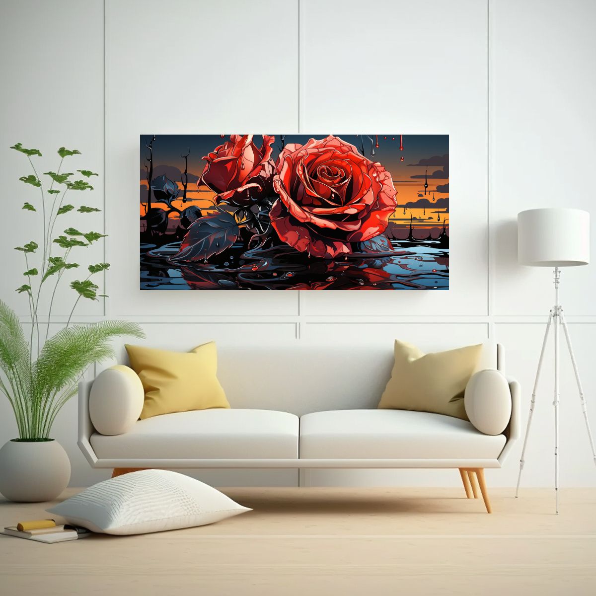 GENERICO - Cuadro De Dibujo Rectangular A Melting Rose En 120x60 Cm