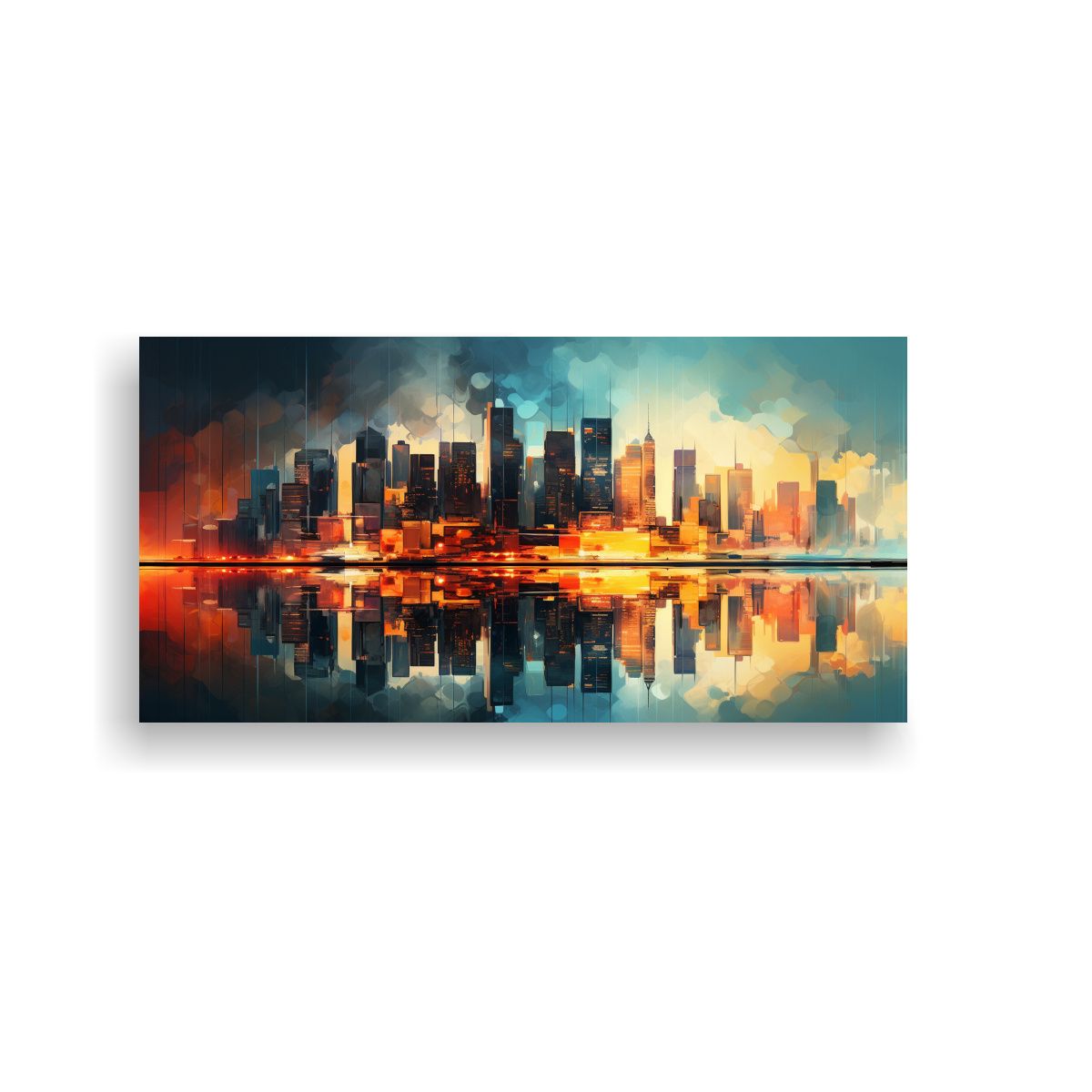 GENERICO - Cuadro De Edificios Junto Al Agua Impresión De 120x60 Cm