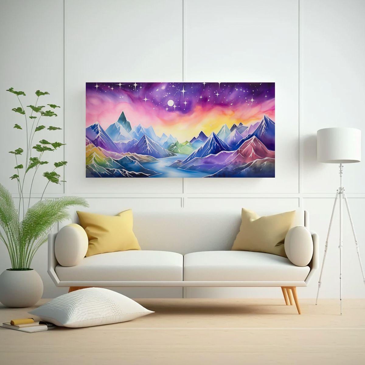 GENERICO - Cuadro Exposición Paisaje De Montaña Con Estilo 140x70 Cm