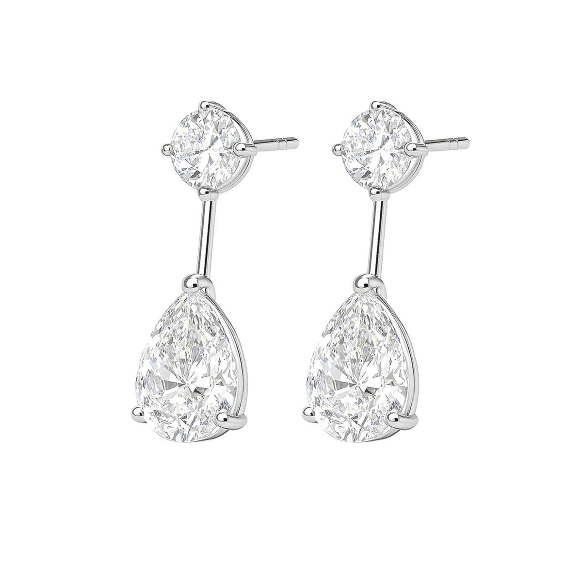 JB JOYAS BARON - Aros de Plata Esterlina 925 Con Circonita Gota-Redonda