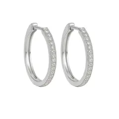 JB JOYAS BARON - Aros de Plata Esterlina 925 Argollas Grandes con Circonita