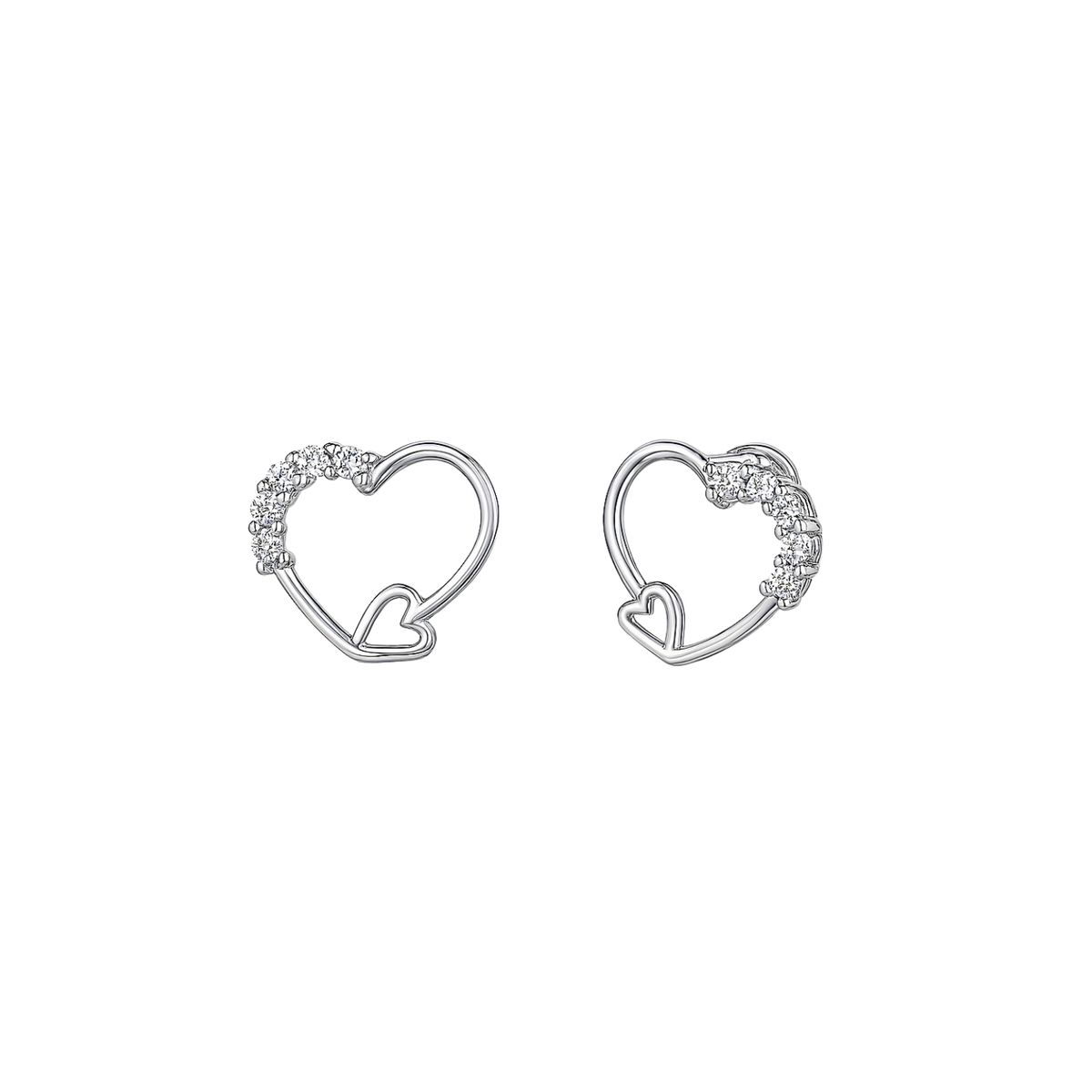 JB JOYAS BARON - Aros de Plata Esterlina 925 Corazón y Circonita