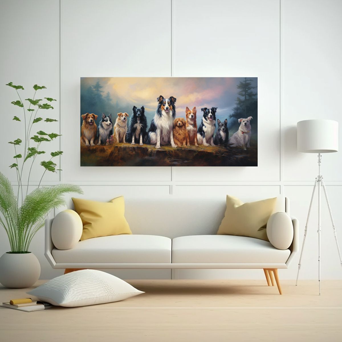 GENERICO - Pintura Al Estilo óleo Estilo Perros Pastores Y 120x60 Cm