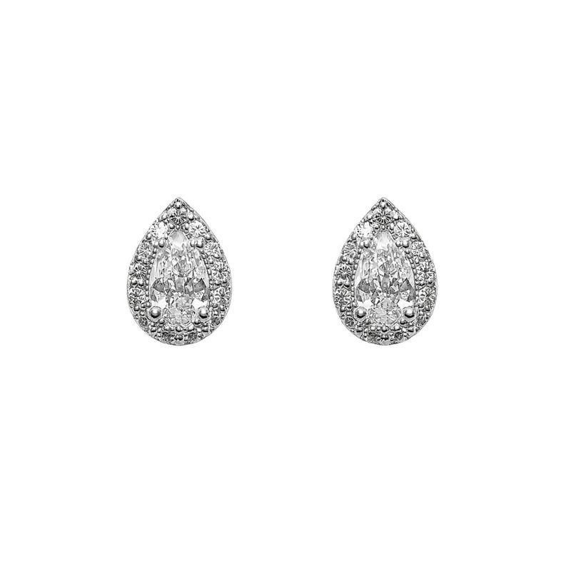 JB JOYAS BARON - Aros de Plata Esterlina 925 Gota Pequeña con Circonita