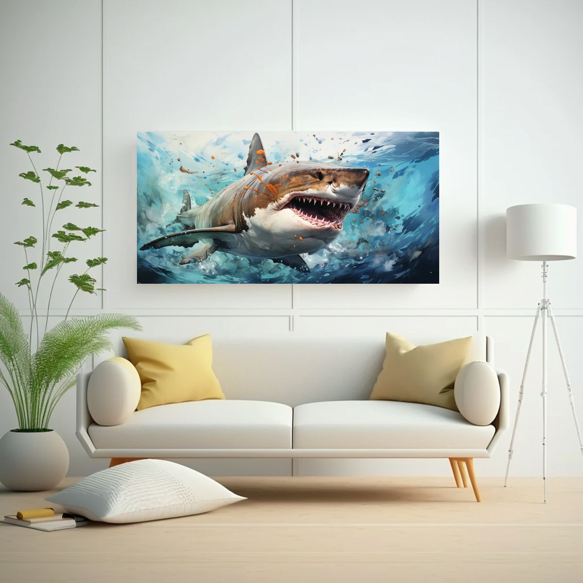 GENERICO - Cuadro Lienzo Temática Tiburón Martillo 140x70 Cm.