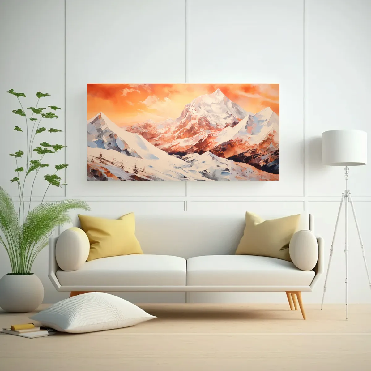 GENERICO - Cuadro Abstracto Simétrico De Montañas Nevadas 140x70 Cm