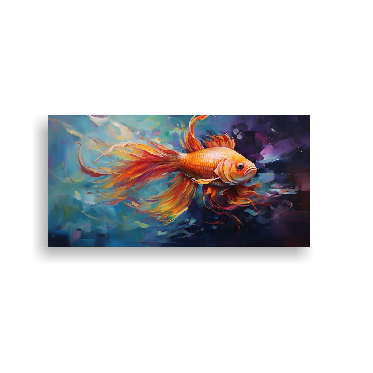 GENERICO - Pintura Al Estilo óleo De Acuario De Peces 120x60 Cm.